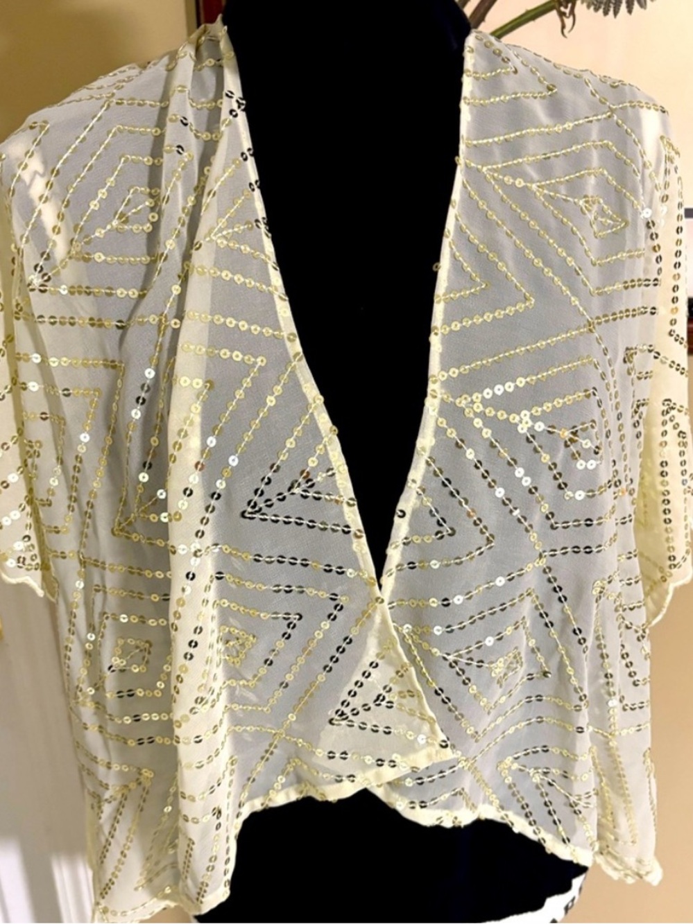 Nine West Ivory Sequin Draped Shrug